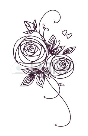291x450 flower drawing outline simple rose line drawing best of rose - Simple Rose Flower Drawing