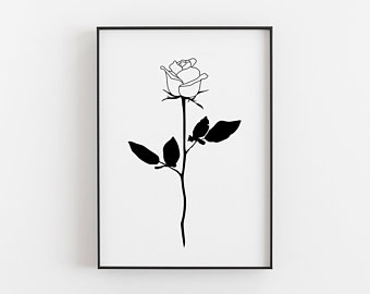 340x270 Rose Drawing Etsy - Simple Rose Line Drawing
