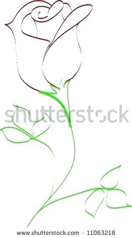 261x470 Simple Line Tattoo Simple Line Drawing Of Rose Bud Stock Vector - Simple Rose Line Drawing