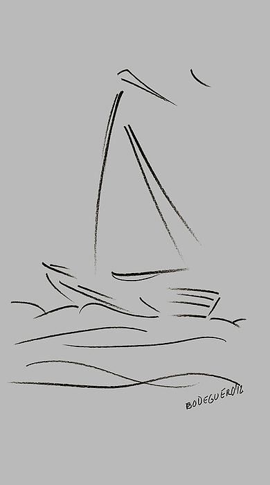 390x700 Simple Sailing Boat Drawings Greeting Card For Sale - Simple Sailboat Drawing