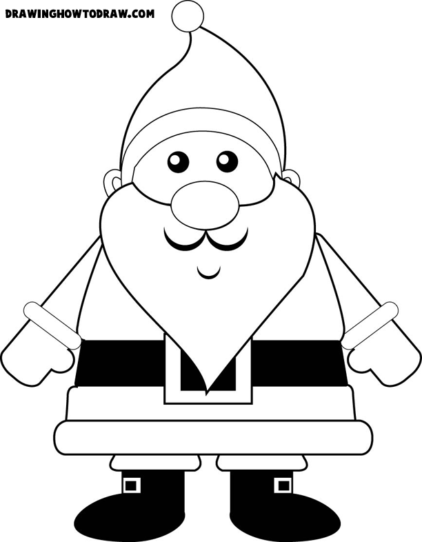 612x786 An Easy Cartoon Santa Clause To Learn How To Draw Step - Simple Santa Drawing