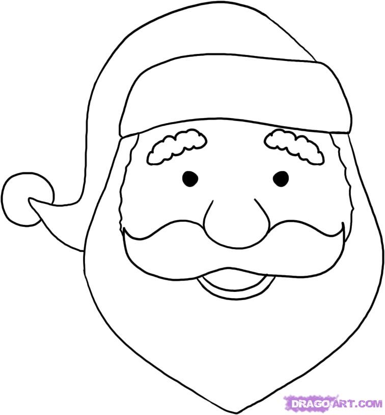 756x816 How To Draw A Santa Face, Step - Simple Santa Drawing