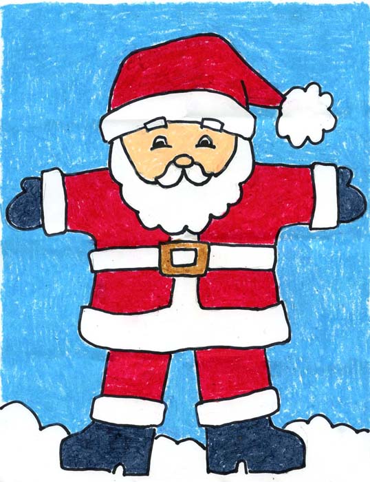 538x700 Draw Santa Claus Art Projects For Kids - Simple Santa Drawing