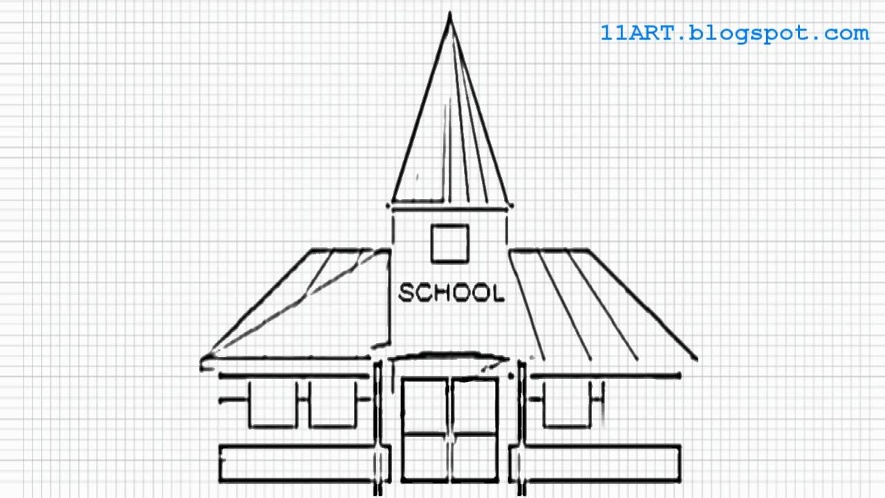 1280x720 How To Draw A School - Simple School Drawing