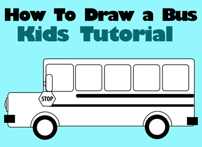 400x291 How To Draw School Busses Easy Drawing Tutorial For Kids How - Simple School Drawing