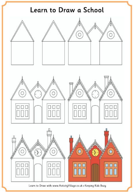 460x660 learn to draw a school art how to draw in drawings, learn - Simple School Drawing