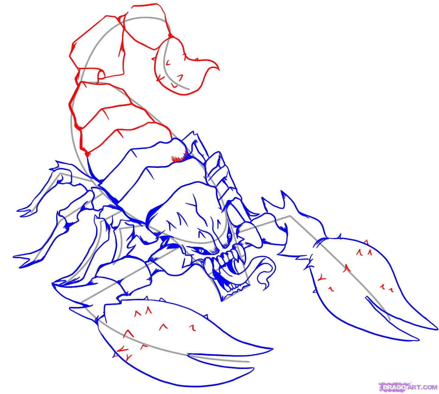 1440x1293 Step How To Draw A Scorpion Tattoo - Simple Scorpion Drawing