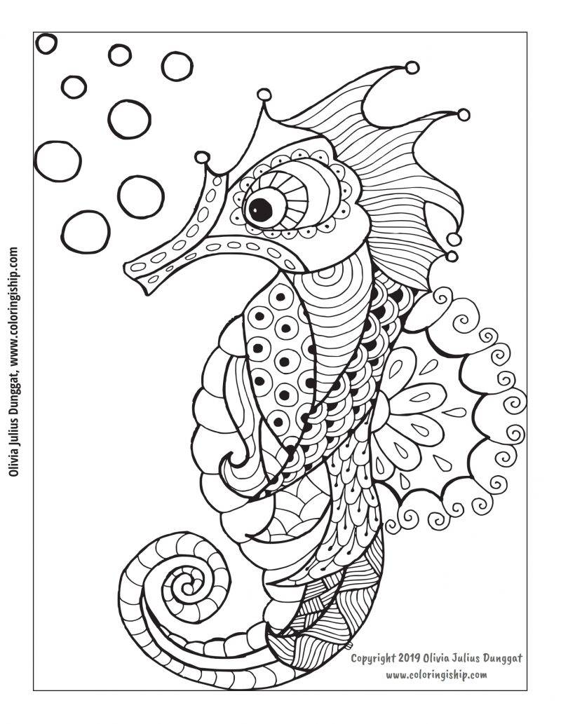 800x1033 Simple Seahorse Drawing Coloring Is Hip - Simple Seahorse Drawing