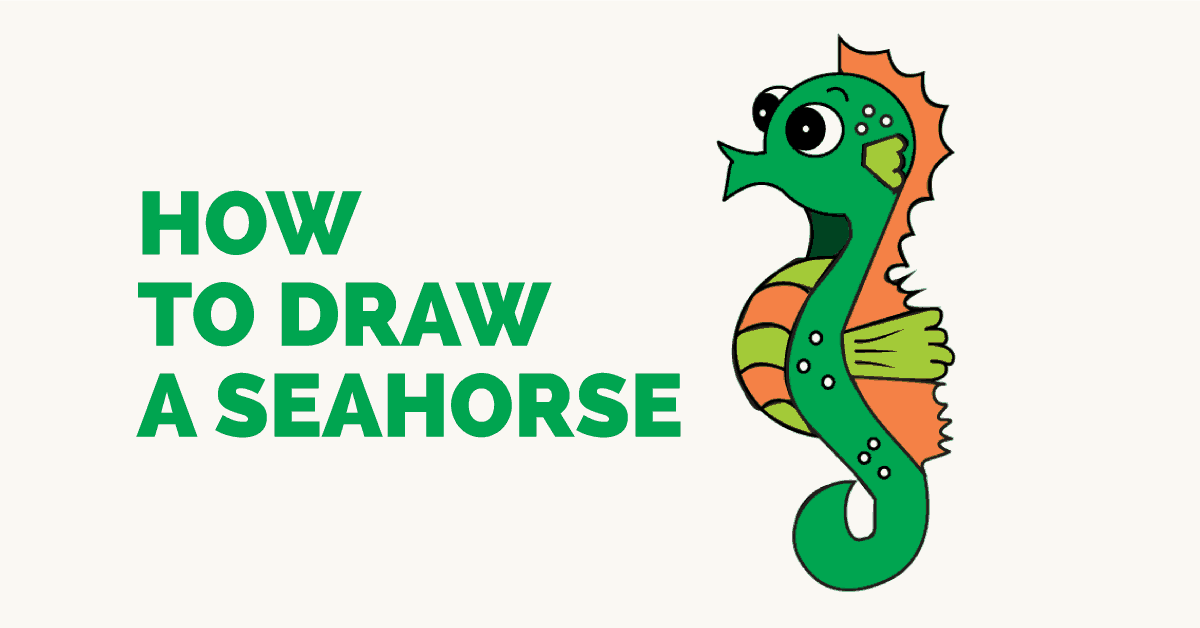 1200x628 How To Draw A Seahorse Step - Simple Seahorse Drawing