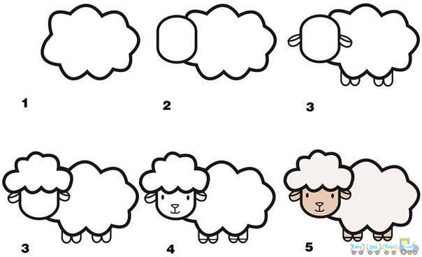 604x368 Drawing Simple Animal Sheep Pics Rysunki - Simple Sheep Drawing
