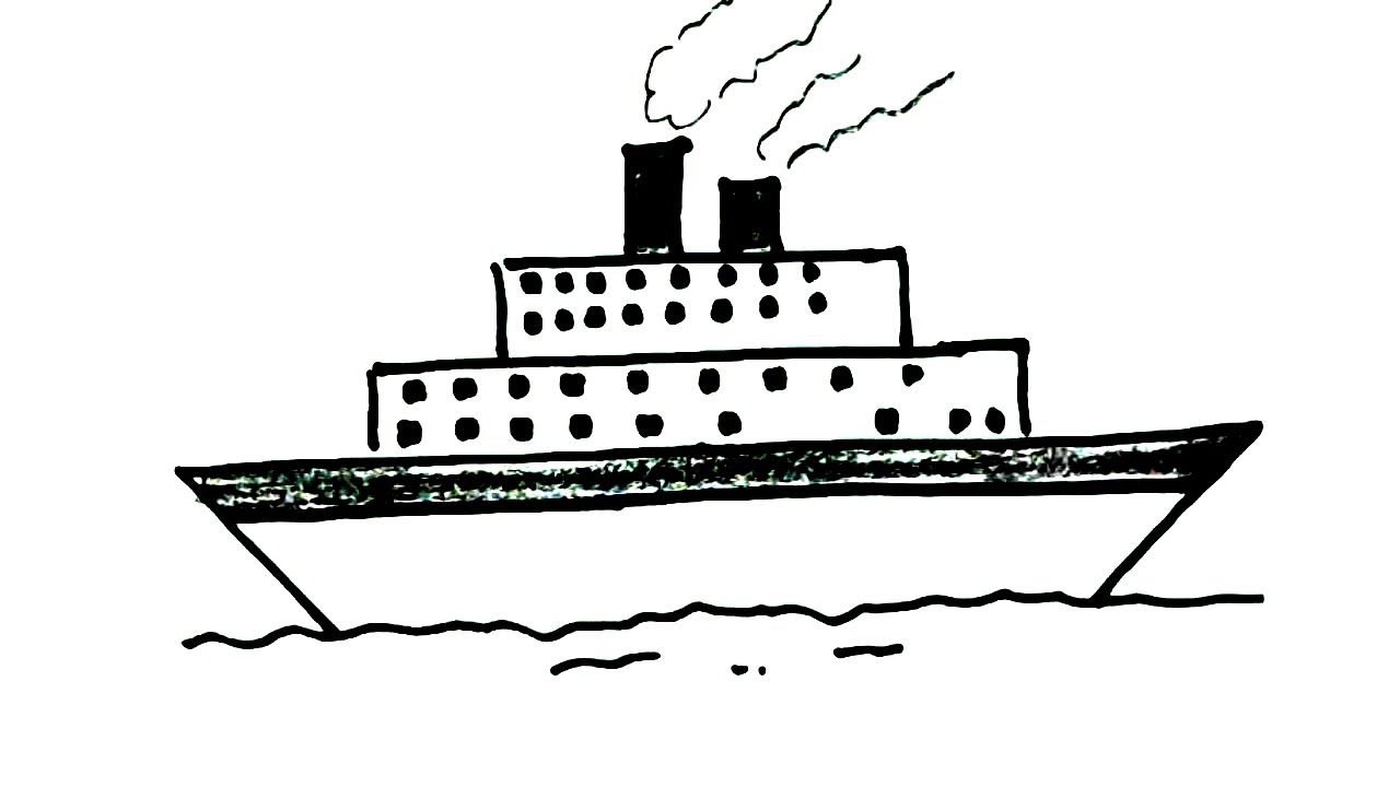 1280x720 How To Draw A Ship In Easy Steps For Children, Kids, Beginners - Simple Ship Drawing