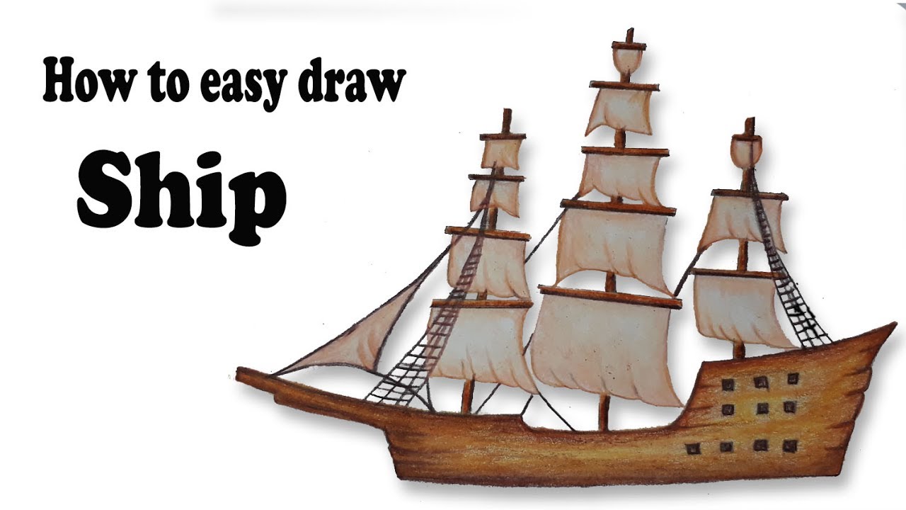 1280x720 How To Draw Sailing Ship Step - Simple Ship Drawing