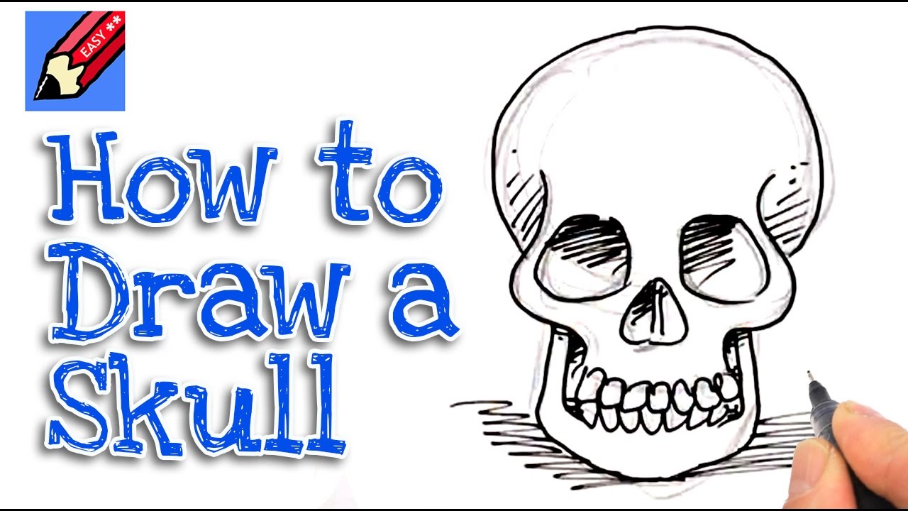 1280x720 Learn How To Draw A Skull From The Front Real Easy For Kids - Simple Skull Drawing