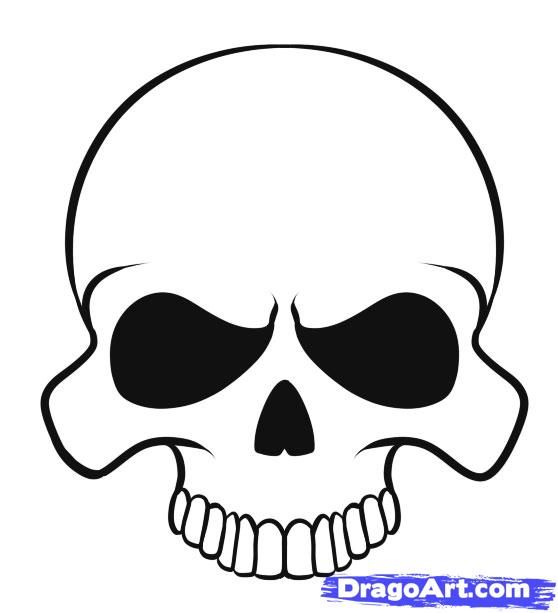 558x613 Easy To Draw Skulls How To Draw A Easy Skull Step - Simple Skull Drawing