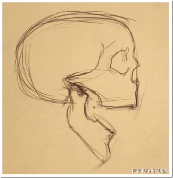 570x586 How To Draw An Open Mouth From The Side - Simple Skull Side Drawing