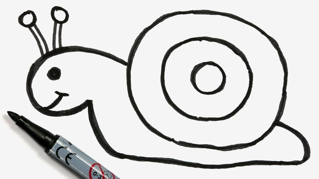 1280x720 How To Draw A Cartoon Snail - Simple Snail Drawing