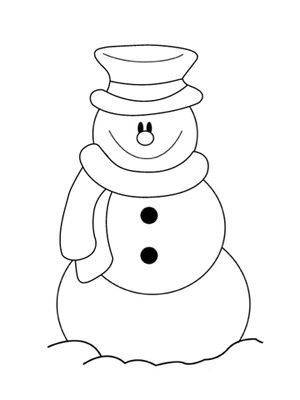 300x400 simple snowman coloring pages printable christmas coloring pages - Simple Snowman Drawing