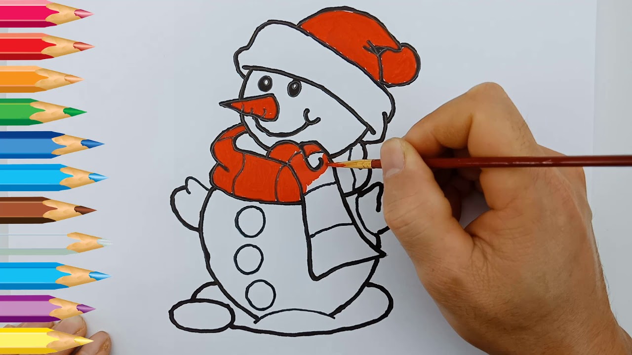 1280x720 drawing and color the simple snowman how to draw the christmas - Simple Snowman Drawing