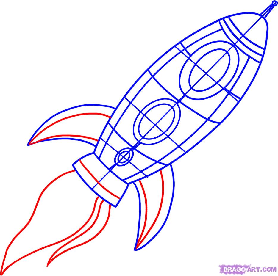 934x928 how to draw a spaceship, step - Simple Spaceship Drawing