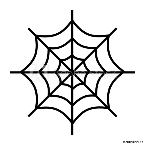 500x500 Simple, Flat, Black Spiderwebcobweb Icon Isolated On White - Simple Spider Web Drawing