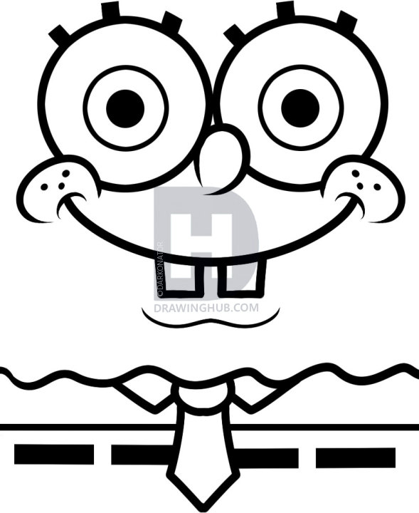 589x720 how to draw spongebob easy, step - Simple Spongebob Drawing