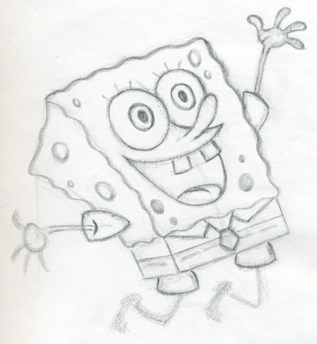 631x685 let's draw spongebob - Simple Spongebob Drawing
