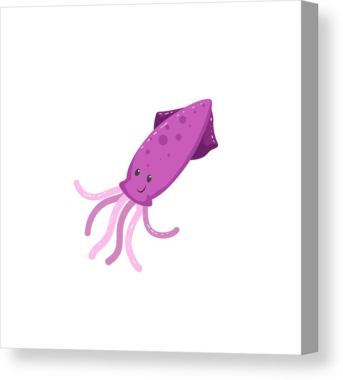 677x750 Cute Cartoon Style Squid Swimming Underwater Trendy Flat Simple - Simple Squid Drawing