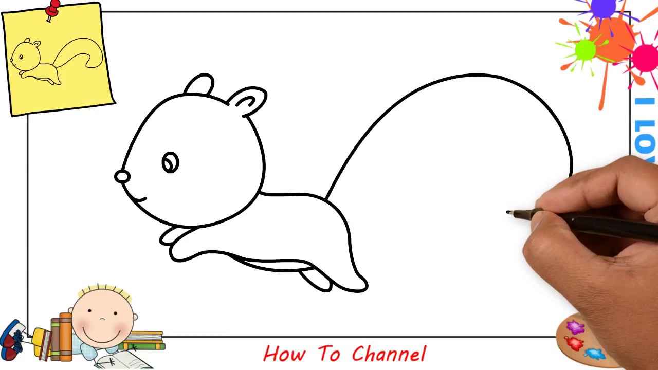 1280x720 How To Draw A Squirrel Easy Step - Simple Squirrel Drawing