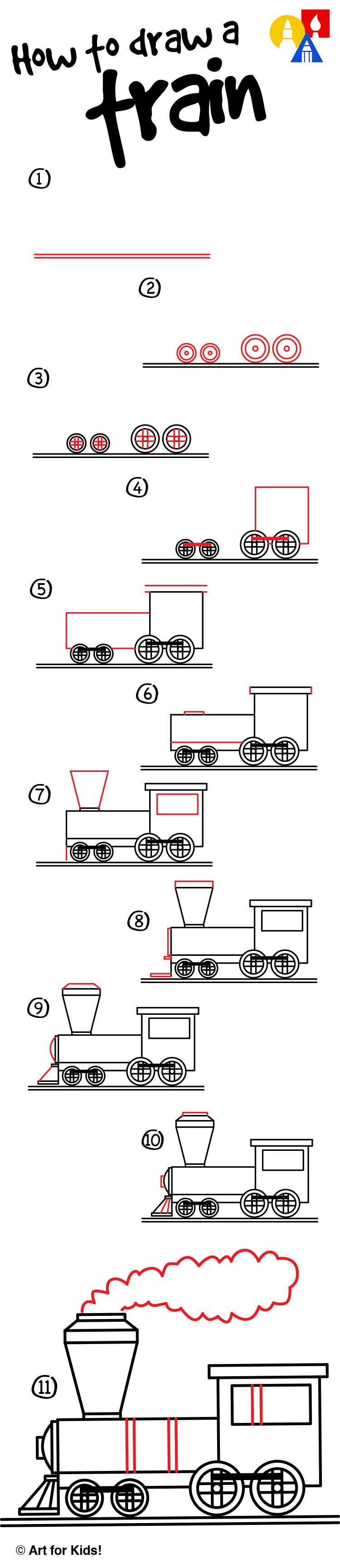 750x3458 How To Draw A Steam Train Step - Simple Steam Train Drawing
