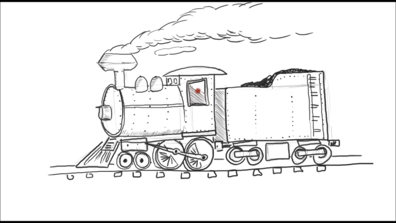 1280x720 How To Draw A Cartoon Train Steam Engine Locomotive! - Simple Steam Train Drawing