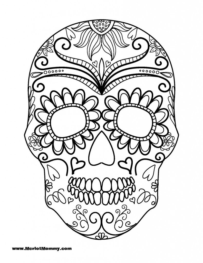 791x1024 Simple Sugar Skull Coloring Pages Cool Free - Simple Sugar Skull Drawing