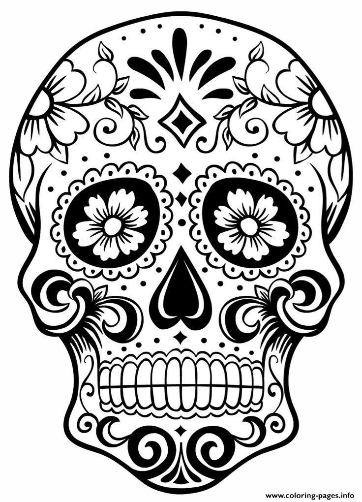 736x1020 Simple Sugar Skull Coloring Pages Preschool For Tiny Draw - Simple Sugar Skull Drawing