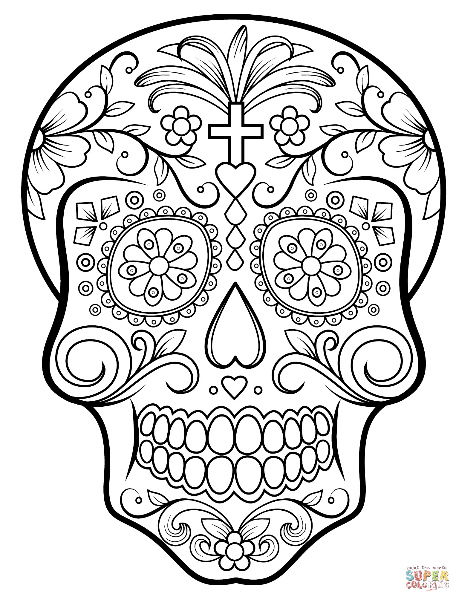 1526x1998 Sugar Skull Coloring - Simple Sugar Skull Drawing
