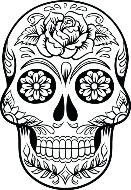 505x730 enchanting simple sugar skull coloring pages drawing - Simple Sugar Skull Drawing