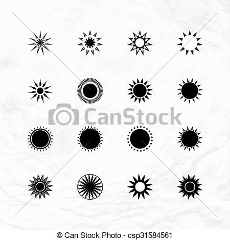 450x470 sun logos set set with small suns sun icons for logo design - Simple Sun Drawing