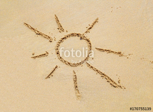 500x367 Beach Sand Surface With Simple Sun Drawing Stock Photo - Simple Sun Drawing