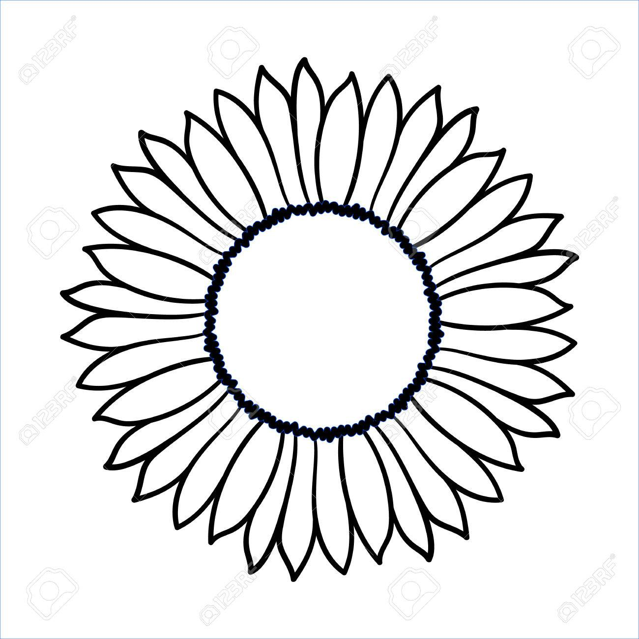 1300x1300 Sunflower Drawing Basic For Free Download - Simple Sunflower Drawing