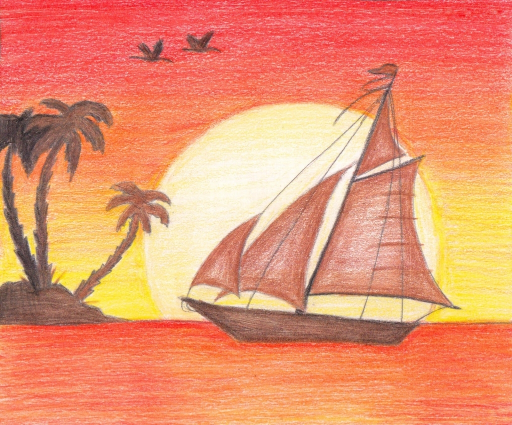 Simple Sunset Drawing At Explore Collection Of