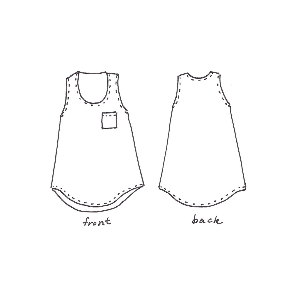 1024x1024 Women's Tank Top + Dress Sewing Pattern Pdf Wiksten - Simple Tank Drawing