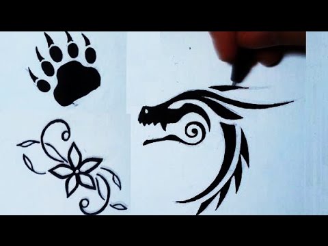480x360 Drawing Simple Tattoos Flower, Bear Paw, Dragon - Simple Tattoo Drawings