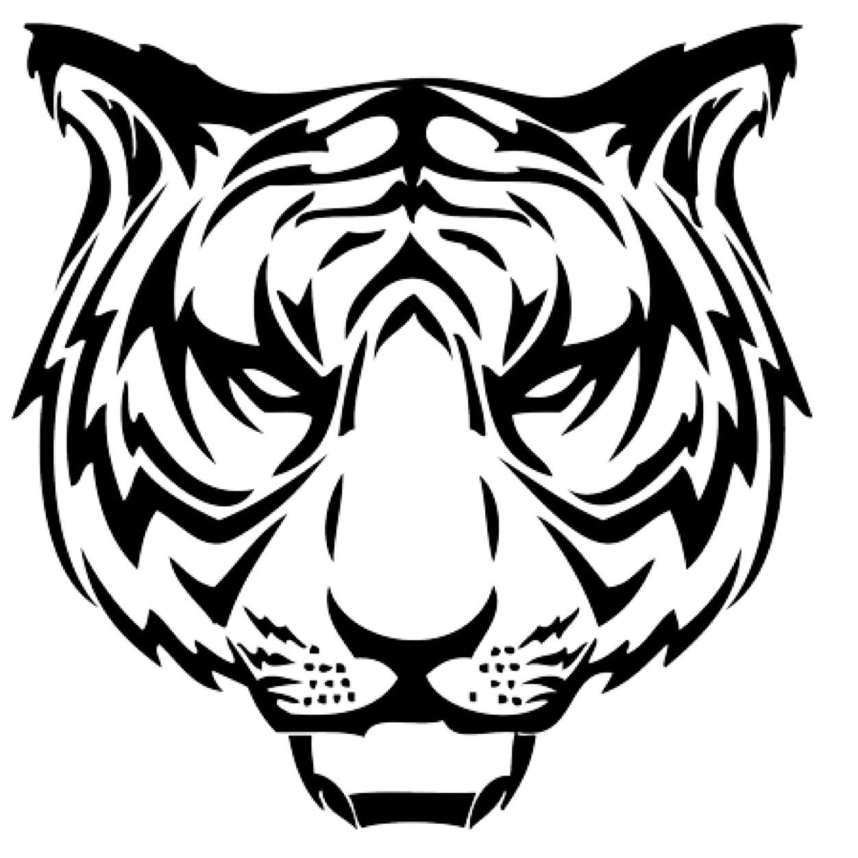 1252x1252 Tiger Face Drawing Silhouette At Getdrawings Com Free For Personal - Simple Tiger Face Drawing
