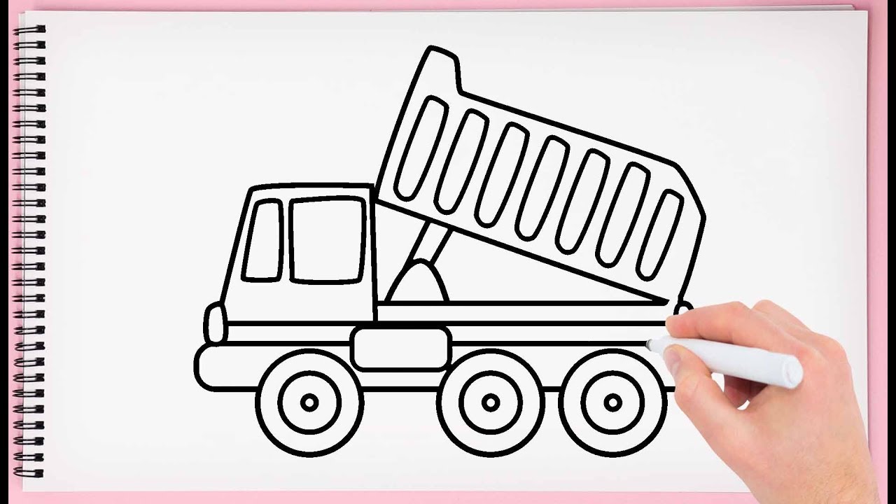 1280x720 how to draw dump truck step - Simple Truck Drawing