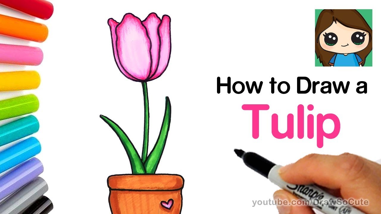 1280x720 how to draw a tulip easy realistic - Simple Tulip Drawing