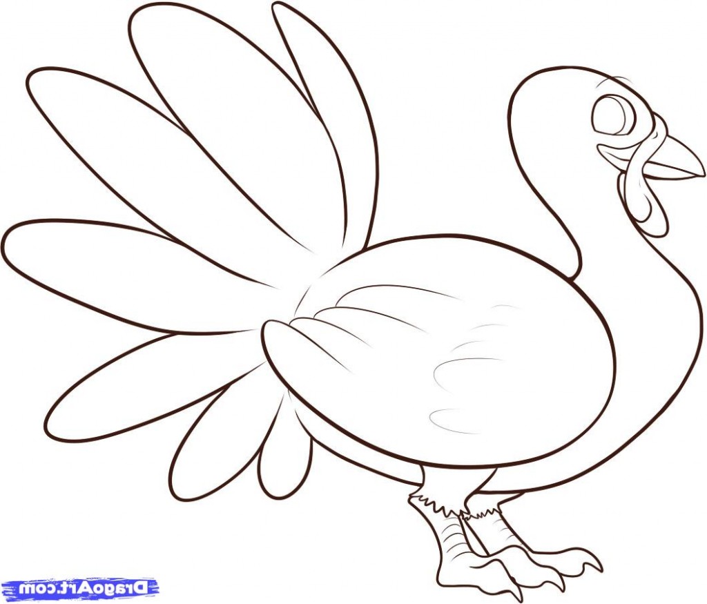 1024x875 simple drawing of a turkey draw stepstep - Simple Turkey Drawing