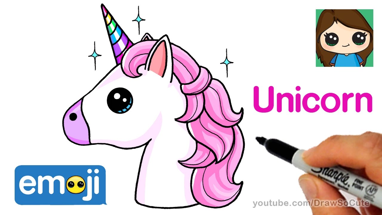 1280x720 How To Draw A Unicorn Emoji Easy - Simple Unicorn Drawing