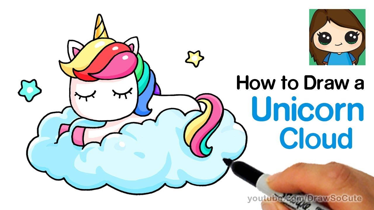 1280x720 How To Draw A Unicorn On A Cloud Easy - Simple Unicorn Drawing