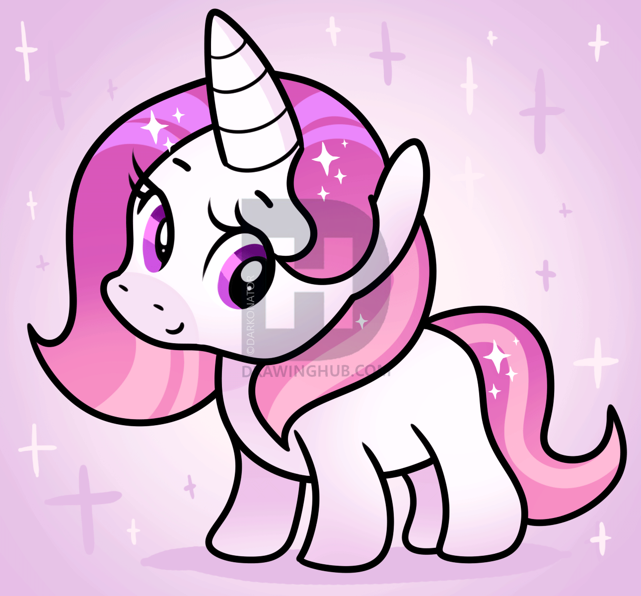 1291x1200 How To Draw A Simple Unicorn, Step - Simple Unicorn Drawing