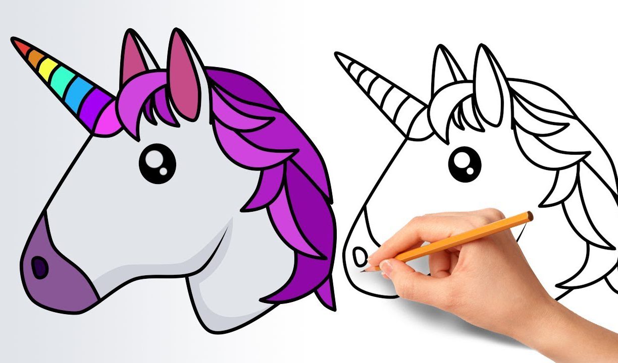 1224x720 How To Draw Simple Unicorn Cake Head And Body Step - Simple Unicorn Drawing