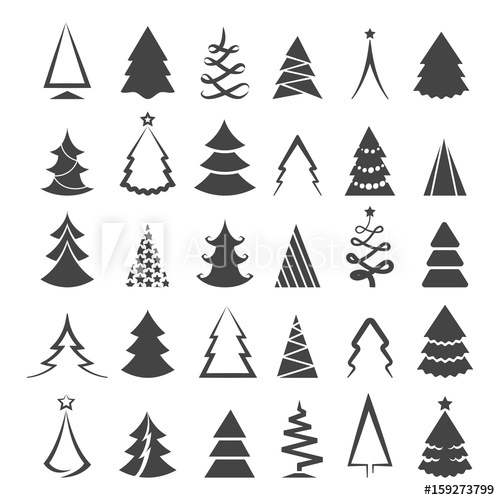 500x500 Simple Christmas Tree Icons Isolated On White Background Vector - Simple Vector Drawing