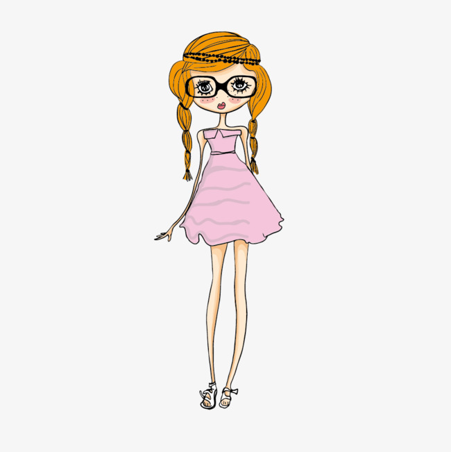 650x651 Vector Drawing Simple Fashion Pink Dress Girl, Draw, Simple - Simple Vector Drawing